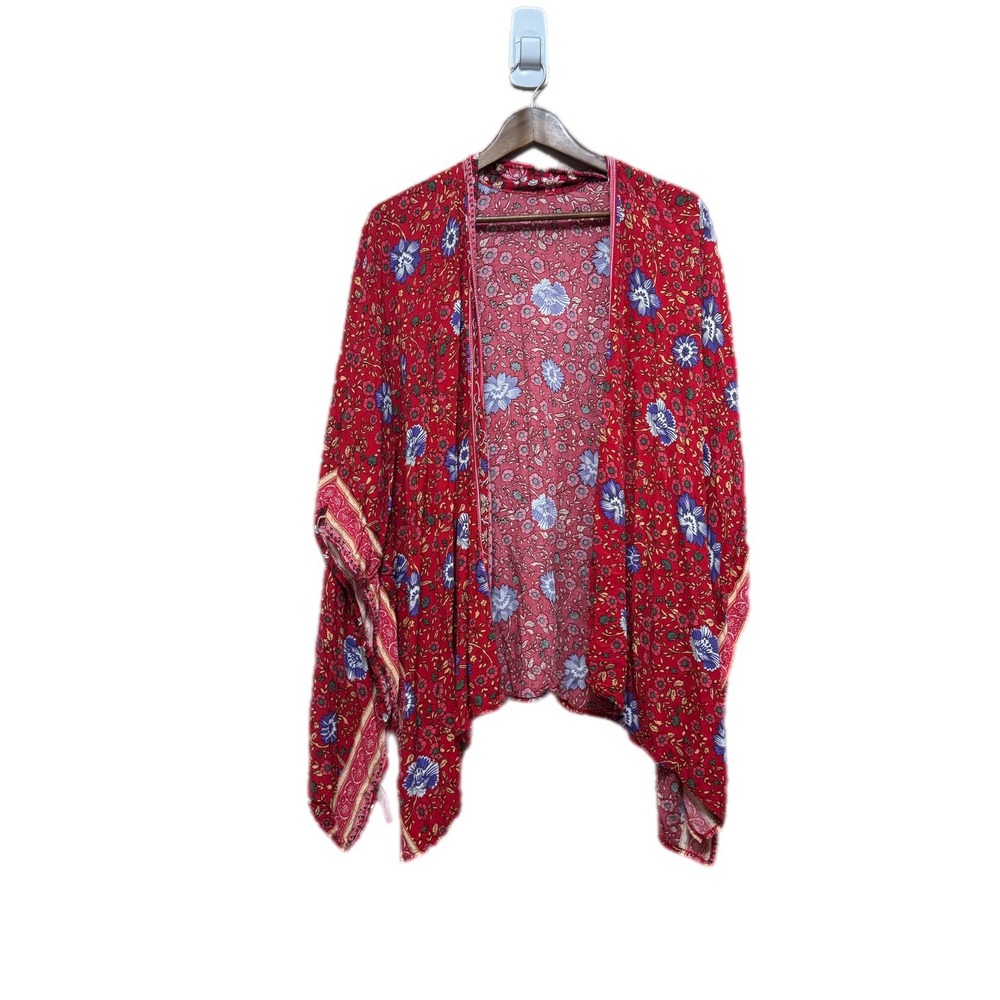 Unbranded Kimono Wrap Women One‎ Size Red Floral Excellent Boho Festival Coverup